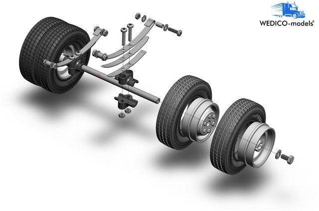 Achteras voor standaard chassis met dubbele banden