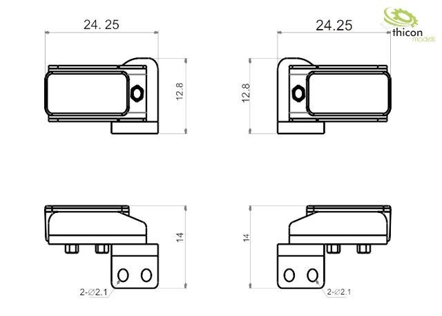 Achterlichten met metalen houder en leds voor bouwmachinemod