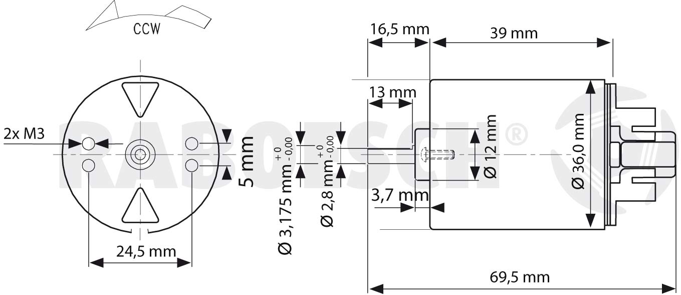 Blue RM-430 Brushed Motor 12 Volt