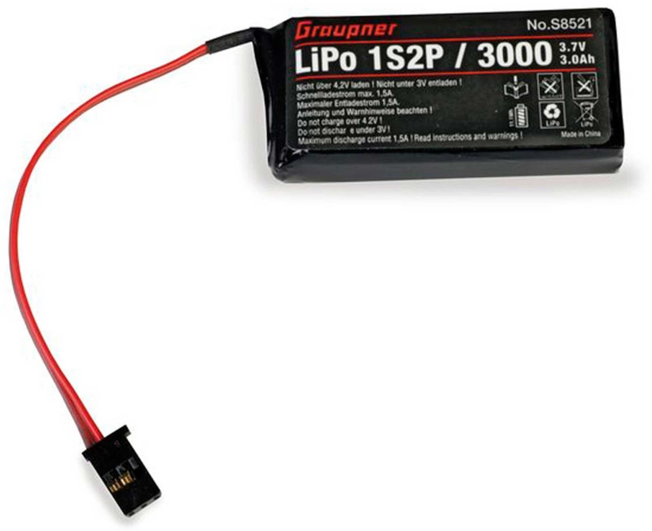 Graupner Zenderakku LiPo 1S2P / 3000 TX 3,7V voor MZ-12