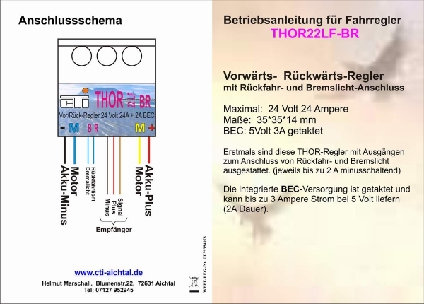 Thor regelaar met achteruitrij- en remlichtaansluiting